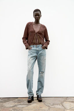 SHORT BEADED JACKET WITH EMBROIDERY