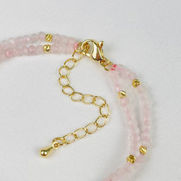 Браслет двойной из Розового кварца и Лепидолита 18 см +
