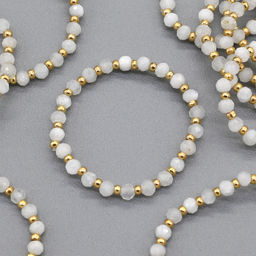 Кольцо на резинке с лунным камнем ( Адуляр) шарик 2мм Радуга камня