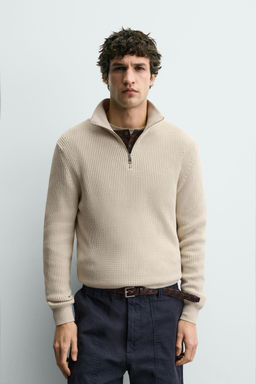 JERSEY PUNTO PERLADO CUELLO CREMALLERA / Crudo medio - Zara фото 2