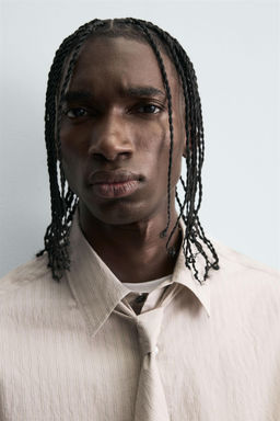 STRIPED SHIRT WITH CONTRAST TIE DETAIL