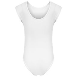 Купальник гимнастический Grace Dance, с укороченным рукавом, вырез лодочка, р. 28, цвет белый  фото 10