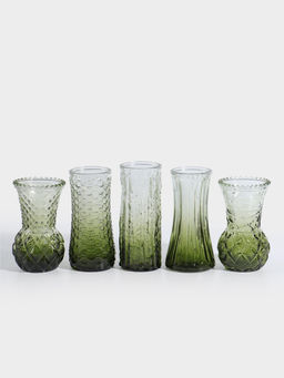 Ваза стекло настольная "Миниатюра" (набор 5 шт) 11,5-13 см, зелёный