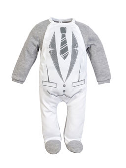Комбинезон ясельный серыйбелый с галстуком