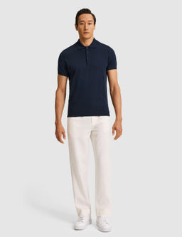 Lacivert Slim Fit Polo Yaka Saf Pamuk Triko T-shirt