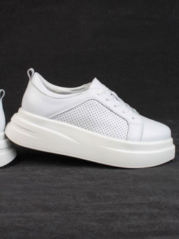 05-PDE36-1 WHITE Кроссовки женские (натуральная кожа)