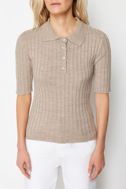 Vizon Basic Polo Yaka T-Shirt Gorunumlu Ince Bluz TWOSS20BZ0112