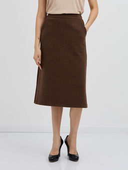 коричневая юбка длины миди с карманами - Glenfield фото 3