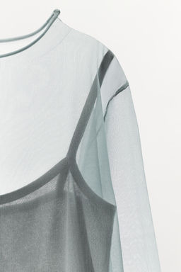 TOP SEMITRANSPARENTE PUNTO / Plomo - Zara фото 6