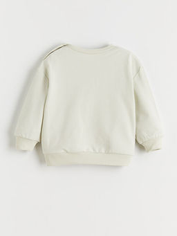 Bisiklet Yaka Bask?l? Erkek Bebek Sweatshirt