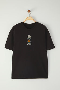 TRENDYOL MAN Mavi Oversize/Genis Kesim Nak?s Detayl? %100 Pamuk T-Shirt TMNSS25TS00199 - Trendyolmilla фото 5