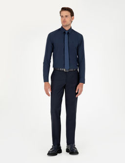 Lacivert Slim Fit Uzun Kollu Basic G_mlek