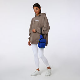 Сумка-слинг на молнии TEXTURA, наружный карман, синяя