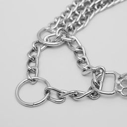 Ошейник - полуудавка металлический трехрядный, 50 см, толщина проволоки 2,5 мм - Пижон фото 3