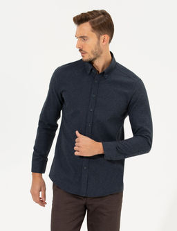 Lacivert Slim Fit Uzun Kollu G_mlek