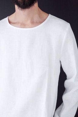 Футболка льняная мужская с длинным рукавом - Annyway фото 4