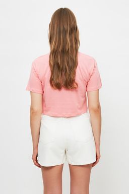 Beyaz More Sustainable Pileli Yuksek Bel City Boy Denim Sort TWOSS20SR0129