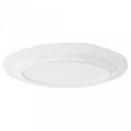 "Совершенство" Блюдо овальное фарфоровое 247х176х20мм, белый, рельефный декор, волнистый край (Китай)