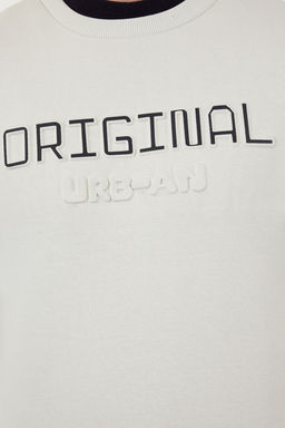 TRENDYOL MAN Tas Slim/Dar Kesim Kabar?k Bask?l? Ici Polarl? Sweatshirt TMNAW25SW00150 - Trendyolmilla фото 6