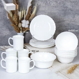 Столовый набор 19 предметов Тюльпан белый Смол с кружками / 13/LXP75 (WHITE) /уп 4/
