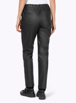 Брюки с иск. кожей, черные - Heine фото 4