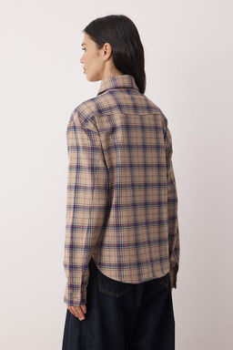 Kahverengi Ekoseli Cep Detayl? Oversize Flanel Gomlek TWOAW26GO00143 - Trendyolmilla фото 8