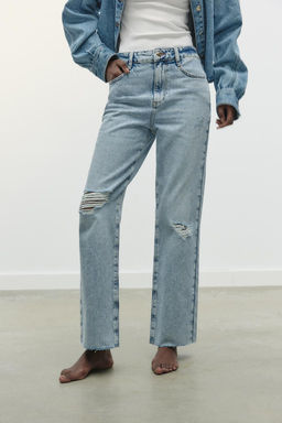 Z1975 STRAIGHT HIGH-WAIST RIPPED JEANS - Zara фото 3