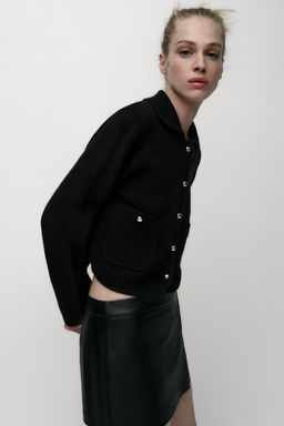 PLAIN KNIT POLO NECK JACKET - Zara фото 3
