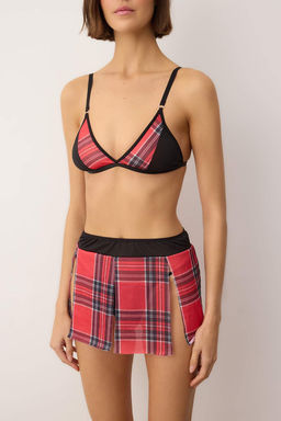 Siyah-K?rm?z? Y?lbas? Temal? Ekose / Kareli Kaps?z 3lu Ic Camas?r? Tak?m? THMAW26CC00033