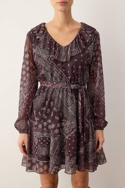 Cok Renkli Boho/Boho Chic Bask?l? F?rf?r Detayl? Mini Tul Esnek Orme Elbise TWOAW26EL00251