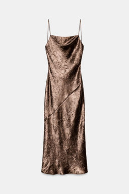 VESTIDO MIDI LENCERO / Marr?n - Zara фото 4
