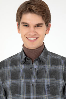 Мужская рубашка с длинным рукавом антрацитового цвета - U.s. polo assn фото 2