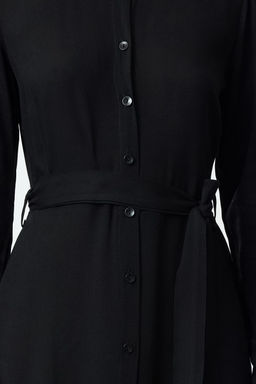 TRENDYOLMILLA Siyah Kusakl? Viskon Midi Dokuma Gomlek Elbise TWOAW25EL00436  фото 8