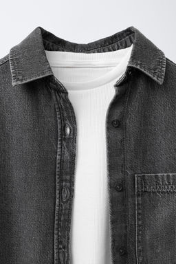 DENIM SHIRT AND RIB T-SHIRT PACK - Zara фото 4