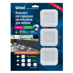 ULM-F41-6W/4200K/DIM SENSOR IP20 WHITE Светильник светодиодный накладной, ультратонкий с бесконтактным выключателем, диммер. Квадратный. 85х85х6,5мм. 255Lm. Белый. ТМ Uniel.