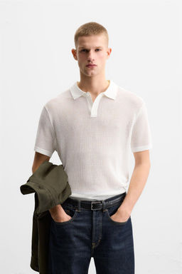 OPENWORK TEXTURED POLO SHIRT - Zara фото 2