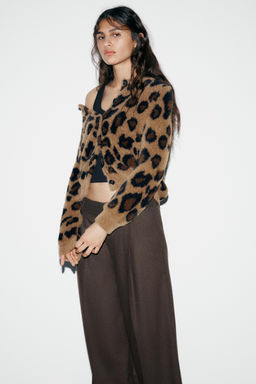 ANIMAL JACQUARD KNIT CARDIGAN - Zara фото 12