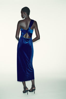 ASYMMETRIC VELVET MIDI DRESS - Zara фото 7