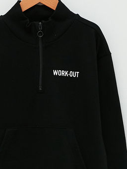Dik Yaka Yaz? Bask?l? Uzun Kollu K?z ?ocuk Sweatshirt - Waikiki фото 3