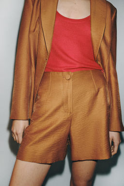 BLAZER CON LINO BOT?N FORRADO / Curry - Zara фото 4