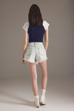 Ac?k Mavi Puskul Detayl? Normal Bel Mini Denim Sort TWOSS25SR00151 - Trendyolmilla фото 4