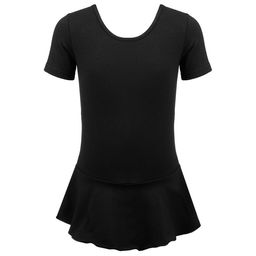 Купальник гимнастический Grace Dance, с юбкой, с коротким рукавом, р. 34, цвет чёрный  фото 7