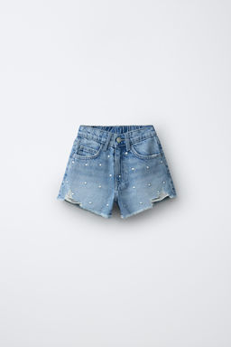 BERMUDA DENIM TACHAS / Azul
