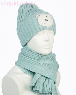 18-37-L Комплект для девочки флис (колпак+шарф) (50-54)