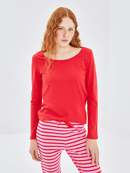 Bisiklet Yaka ?izgili Kad?n Pijama Tak?m?