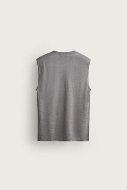 CAMISETA TANK PUNTO 100% LINO / Gris - Zara фото 8