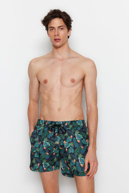 TRENDYOL MAN Yesil Tropik Bask?l? Standart Boy Mayo Deniz Sortu TMNSS21DS0013
