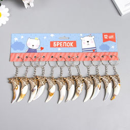 Цена за 12 шт. Брелок пластик "Клык с волком" 5,7х1,3х2,3 см