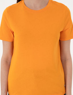 Turuncu Regular Fit Bisiklet Yaka Basic Ti__rt