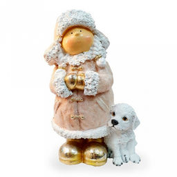 Скульптура-фигура для сада из полистоуна Девочка в шапке с собачкой h42см (Россия)